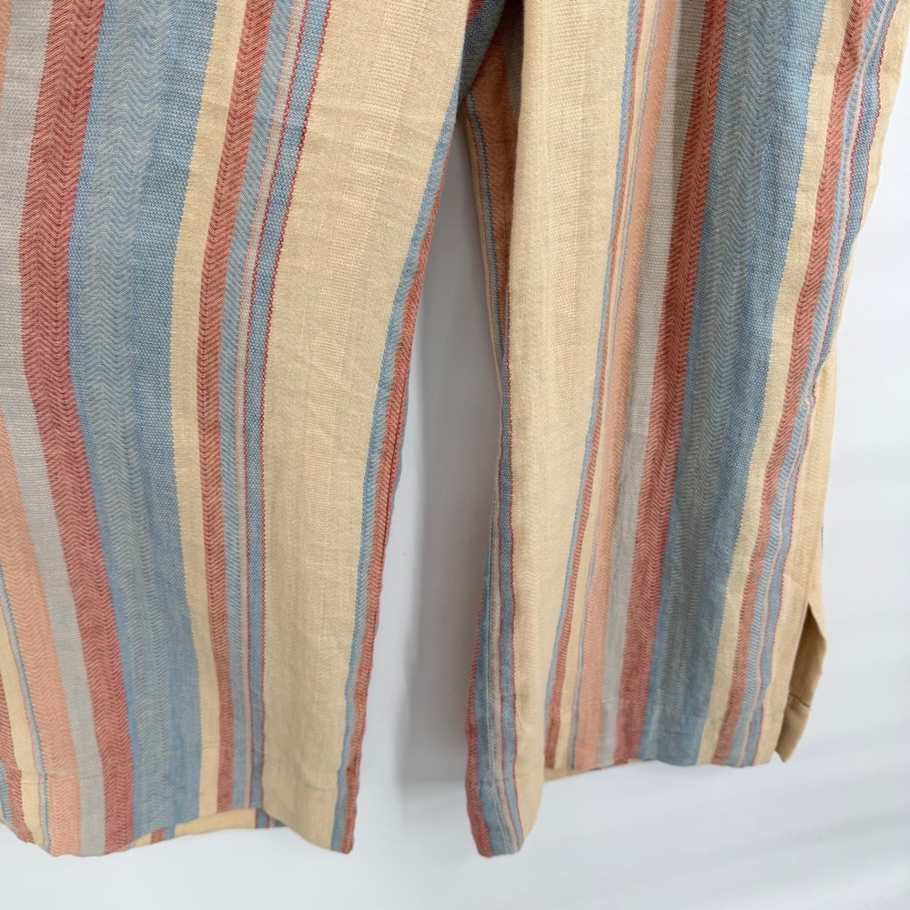 Anthropologie Womens Size 6 Pants Wide Leg Linen Blend Striped High Rise Coastal - Picture 7 of 10